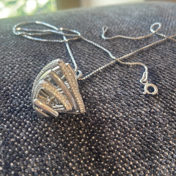 Custom Italian 3D rotating pendant /necklaces 2 carat diamonds in silver setting - Picture 3 of 9